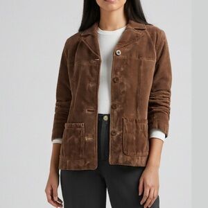 Vintage 90’s Suede Blazer Coat Cocoa Brown Chocolate Wilsons Leather women Small
